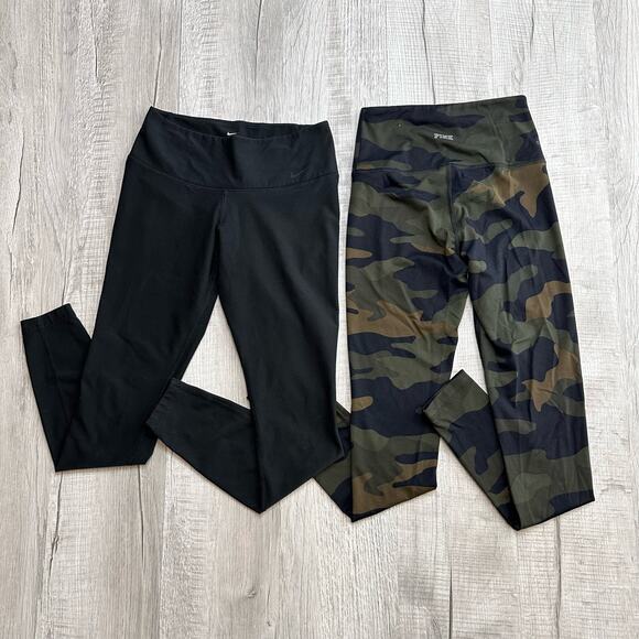 Yoga Pant Bundle Nike/Pink Victoria WMNS XS Black/Camo Pull On Active Gym Lot - Picture 1 of 13